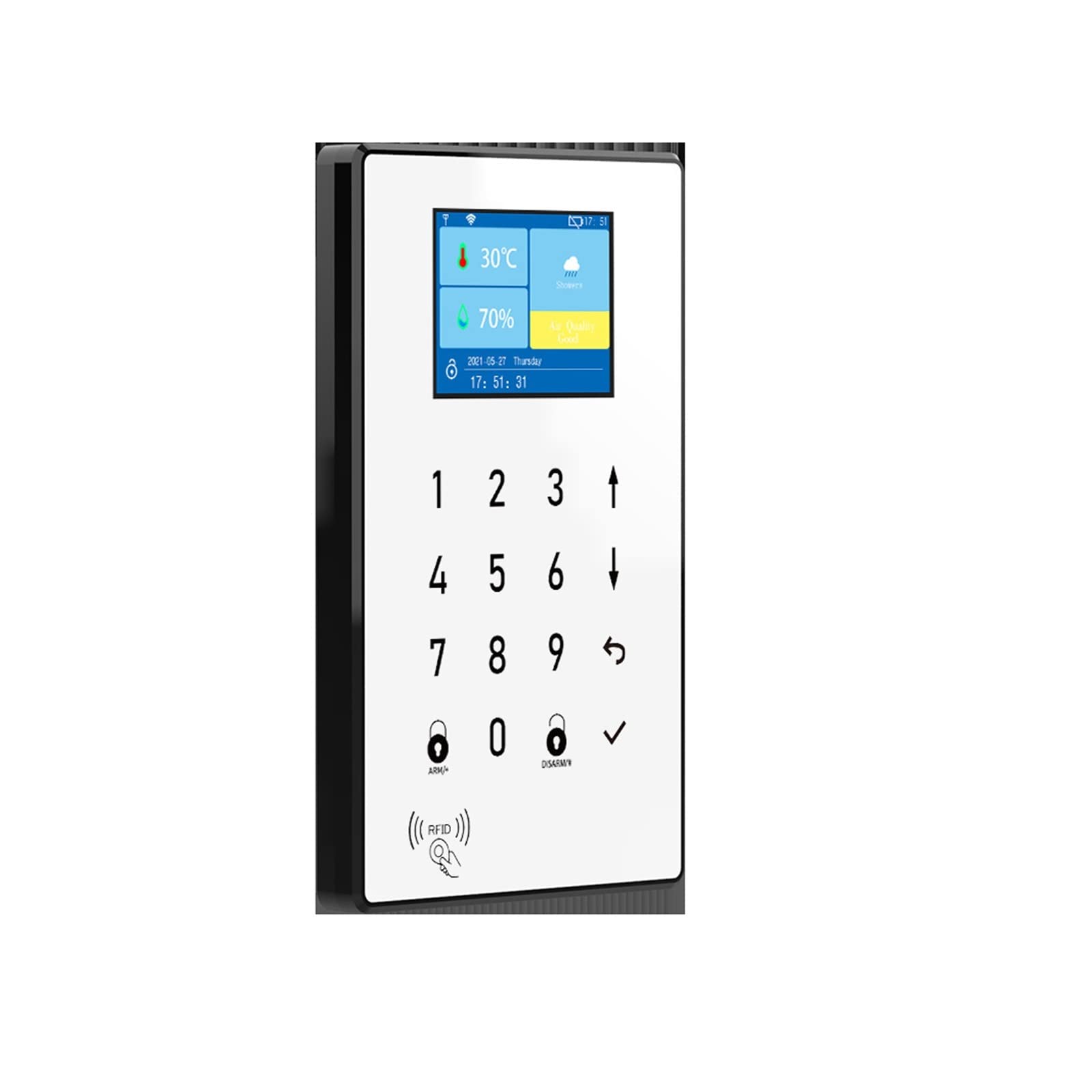 Kit Alarma Casa, Tuya Smart Life GSM+WiFi Sistema de alarma antirrobo de seguridad en el hogar Rifd Teclado táctil Pir Sensor de movimiento de la puerta de contacto Sensor de alarma(Nero)