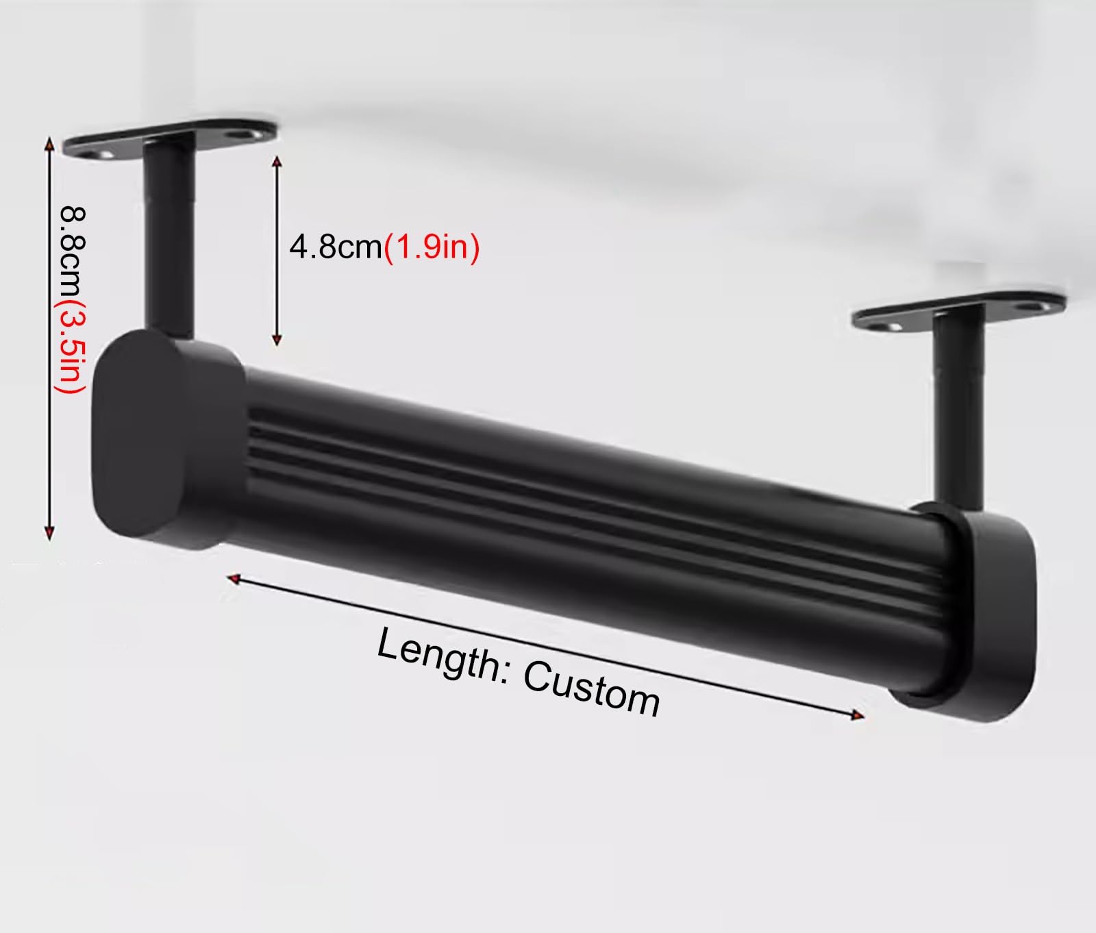 JYHHCYS Top Mounted Closet Hanging Rod, Metal Wardrobe Pole with End Supports 20 22 24 26 28 30 Inch, Closet Hanger Holder, Heavy Duty Detachable Garment Bar (Color : Black, Size : 16in/40.6in)