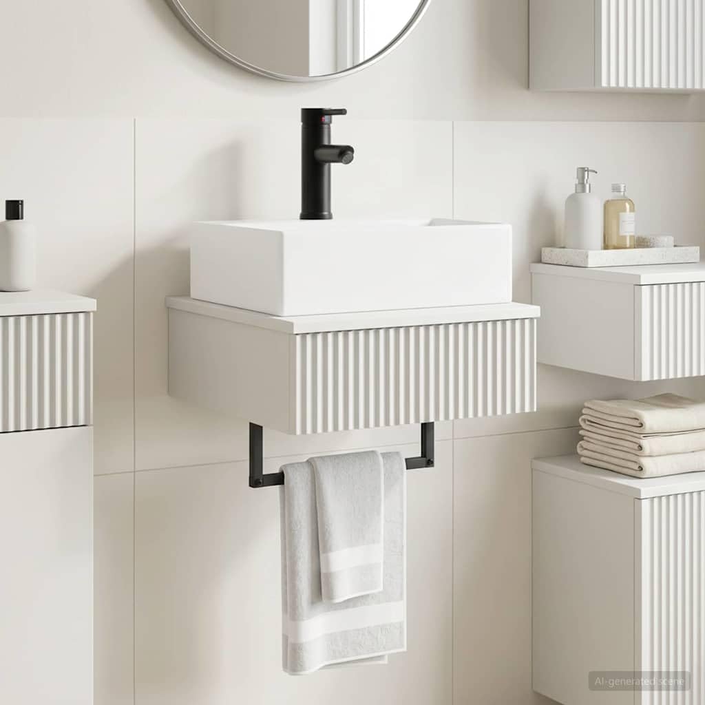 Lavabo da parete bianco in legno 40 x 41 x 39 cm con scarico rapido e fori per un facile montaggio, ideale per mobili da bagno, WC degli ospiti e ristrutturazione