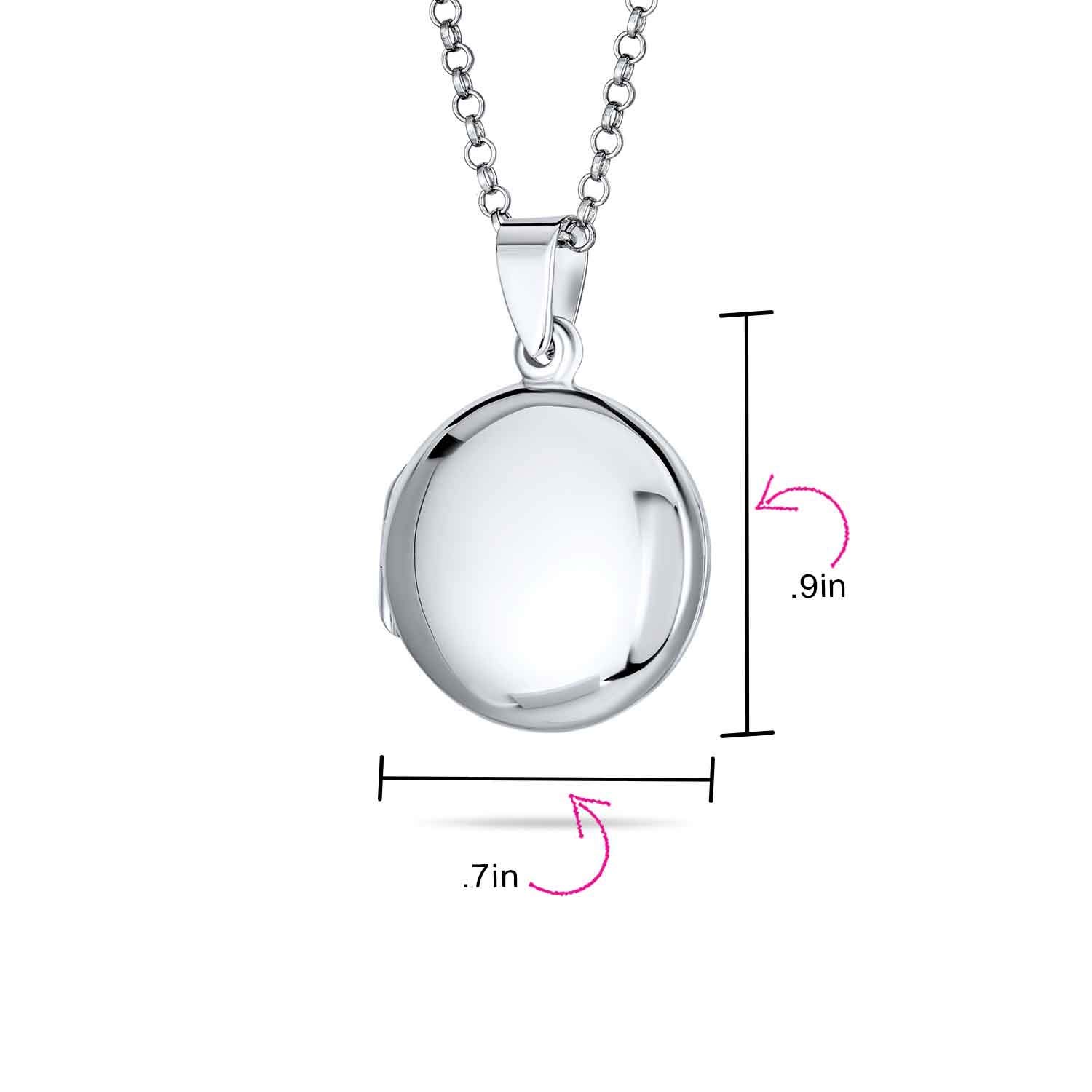 Bling Jewelry Medaglioni Fotografici Personalizzati Semplici A Cupola Rotonda Per Donne E Adolescenti Lucidati In Argento .925 Collana Con Ciondolo Che Contiene Foto