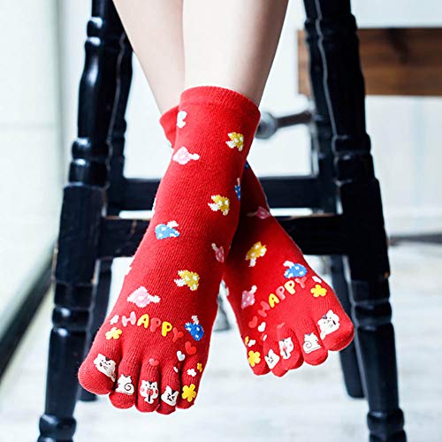 Image of acdiac Women's Cotton Toe Socks,five Finger Socks,Funny and Funky cartoon theme sport Toe Socks