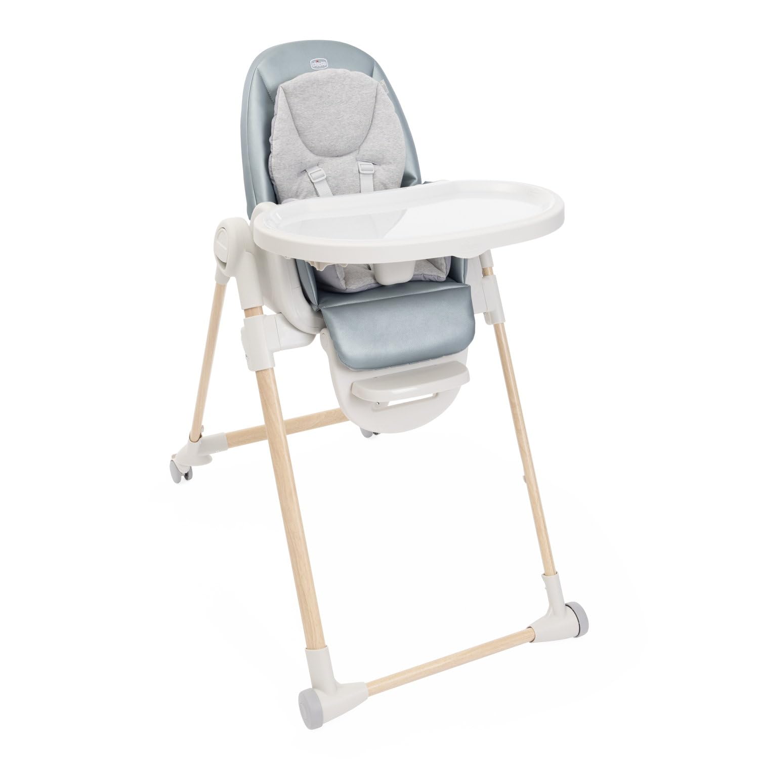 Chicco Polly Armonia Seggiolone Evolutivo Pappa per Bambini da 0 Mesi a 40 kg, Sedia Evolutiva, Seggiolone Reclinabile a Sdraietta con Altezza e Poggiapiedi Regolabili, 4 Ruote, Compatto, Verde