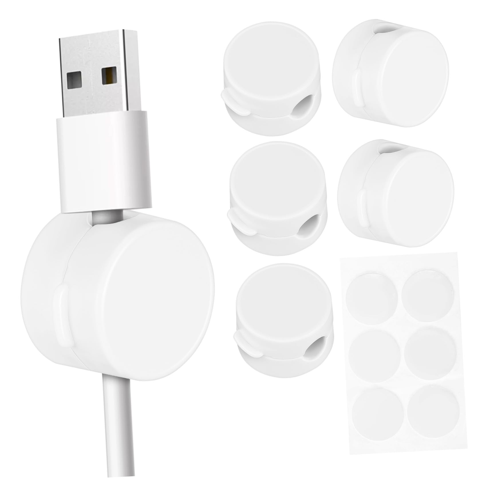 Clip Organizador de Cables Adhesivo Abs Blanco, 6 Unidades