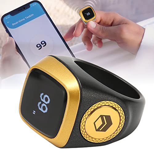 Image of Finger Smart Tally Counter Ring, 20mm Muslim Digital Azan Alarm Clock(Black), Resettable Smart Counter Digital Counter & Vibration Reminder with Mini LCD Screen ﻿ | Smart Counter with Vibration Reminder & Mini LCD Screen, Resettable, for Muslim Azan Alarm Clock
