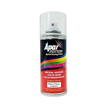 APAR Spray Paint Can Antirust Gloss Clear Lacquer - 225 ml, For Metal corrossion protection and shiner for all surfaces like Metal, wood, plastics etc.