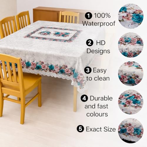 Image of Homerz Premium Centre Table Heritage Series Velvety Center Table Cover, Vibrant Royal Designs with Border Cutwork (Zarina, 36x54 inch - Center Table)