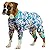 LovinPet Big Dog Pajamas For Large Dogs - Big Dog Clothes, Post Surgery Onesie, Lightweight Fabric Pitbull Dog Pullover Pajamas, Navy Wild Flowers Print, Full Coverage Dog Pj's,Blue Green M
