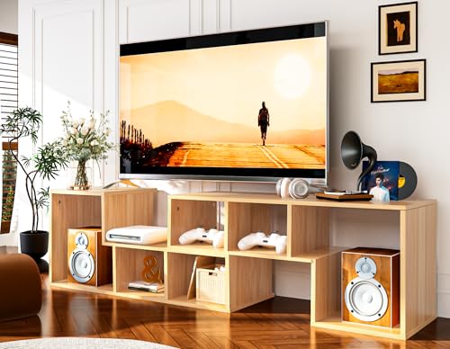 Recaceik Cube Bookshelf 2 Shelf Bookcase L-Shaped TV Console Stand Modern Entertainment Center with...
