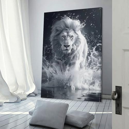 Impression sur toile lion tableau décoration murale salon 30x45
