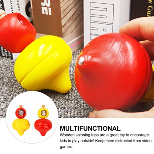 CLISPEED 2 Peças de Pião de Madeira Brinquedo de Atividade Giratória Giroscópio de Madeira Trompos B