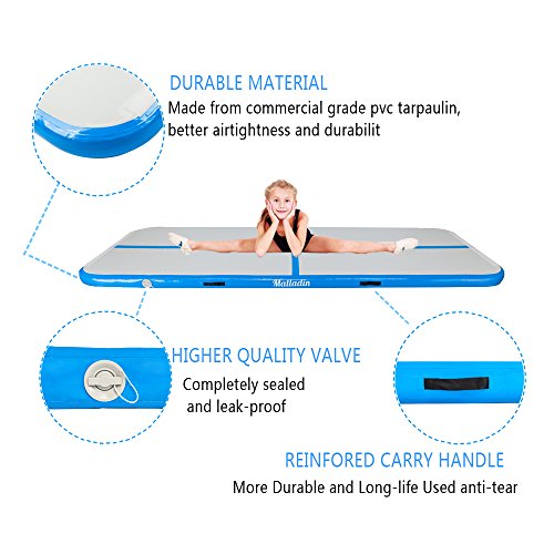 10'x3.3' Gymnastics Exercise Mat Inflatable Tumbling Mats, Air Tumbling Track with Electric Pump for Home use, Gymnastics Training, Beach, Yoga, Water (Blue) - Thumbnail 2