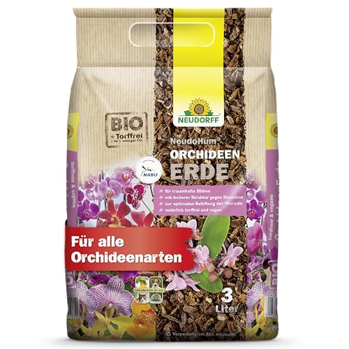 Neudorff NeudoHum OrchideenErde - Torffreie Bio-Erde für traumhafte Blüten Aller Orchideenarten, 3 Liter