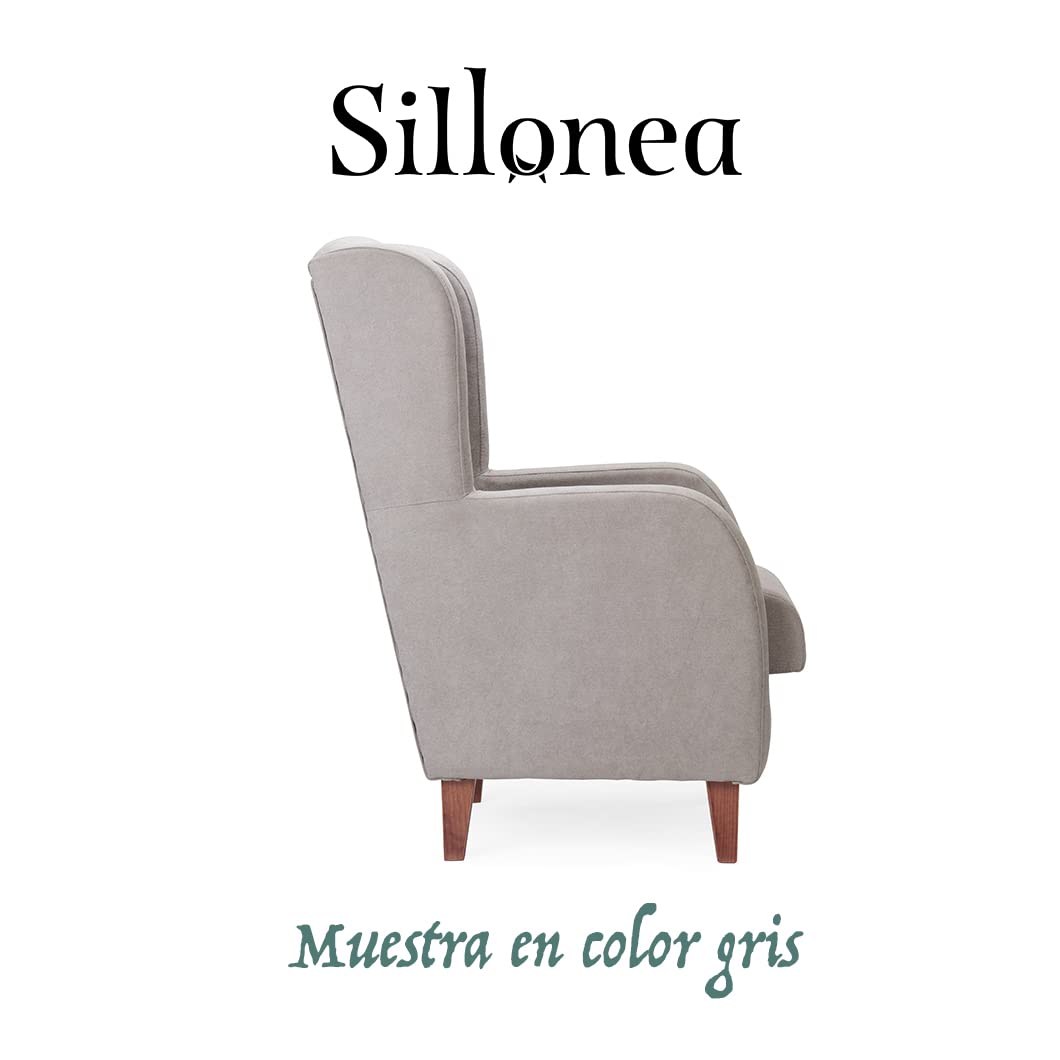Sillón Estrecho Lisboa, Especial Ancho DE 67 cm, butaca de Estilo Moderno. Sillón Individual Acolchado para salón o Dormitorio. 67x80x107 cm. Tela Antimanchas (Beige, Nogal)
