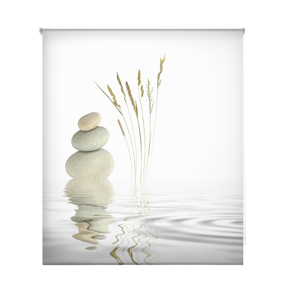 HappyStor HSCZ4991 Estor Enrollable Estampado Digital Zen Tejido Traslúcido 100% Poliéster Medida Total Estor:120x180 (Solo Ancho Tela:116-117cm.)