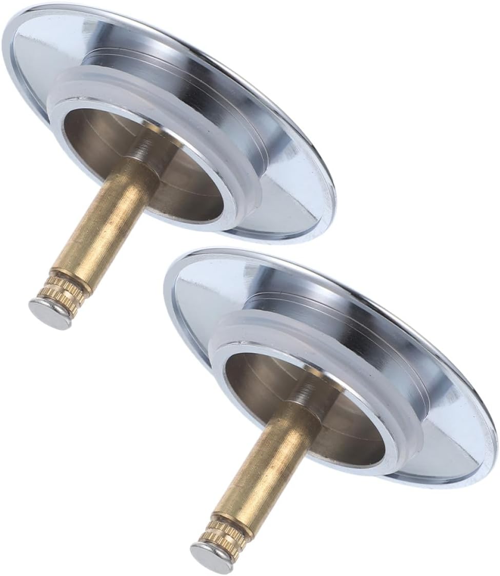 2pcs Bathtub Drain Plug Tub Stopper Chrome Brass Cover Twist Seal Hair Catcher Spa Accessories for Bathroom Shower Drain Replacement