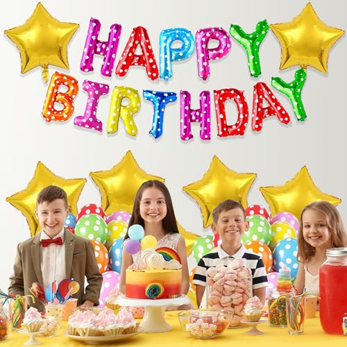 Image of Rozi Decoration Multicolour Birthday Decoration Items Set of 44 Pcs Polka Dot Balloons for Birthday Parties | Adults Birthday Decoration | Kids Birthday Decoration Items