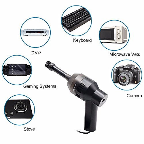 USB Cleaner,SAMMID Mini Multifunctional Computer Vacuum Cleaner,Cleaning Kits Tools for Keyboard, Car Device, Telephone, Printer, Camera Equipment - Black - Thumbnail 3