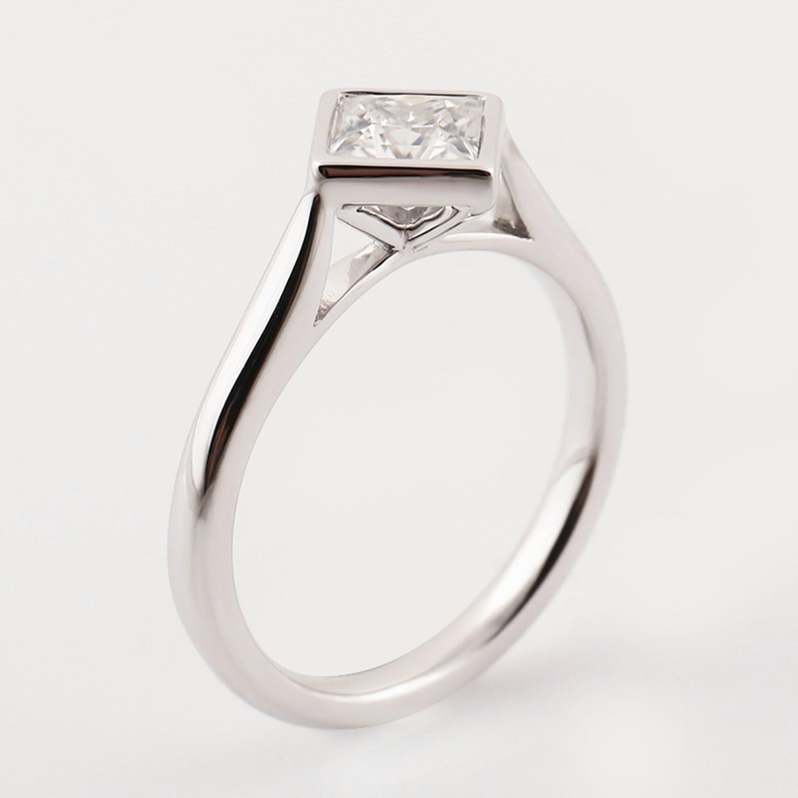 Beydodo Anello da donna in oro bianco, 750 585 375, da donna, solitario con moissanite quadrata, anelli di fidanzamento, senza nichel, misura 50 – 62, 12 (16,6), metallo prezioso Gemma, Moissanite