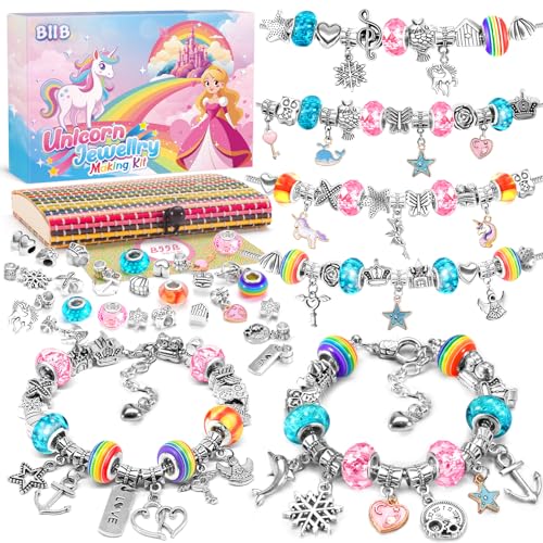 BIIB Unicorn Gifts for Girls Bracelet Making Kit Jewellery Making Kit Gifts for Teenage Girl Toys Age 5 6 7 8 9 10 Girls Gifts Arts and Crafts for Kids Girl Birthday Presents