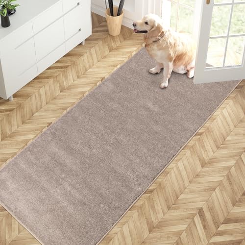PURRUGS Dirt Trapping Door Mat 31.5" x 70", Non-Slip Machine Washable Entry Rug, Shoe Scraper, Dog Doormat, Super Absorbent Welcome Mat for Front & Back Door, Muddy Shoes & Paws, Taupe