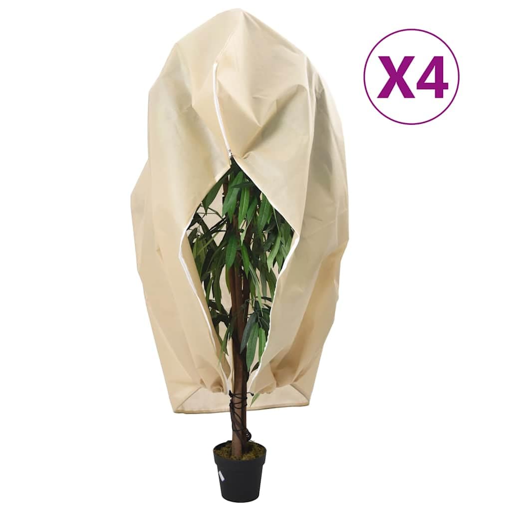 Fundas protectoras para plantas con cremallera de 4 piezas, protección contra el gel para plantas en macetas y cultivos, vela de invierno exterior para verduras y flores -E