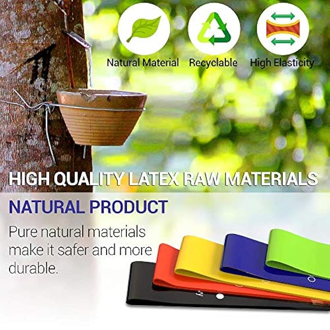 TechStone Resistance Bands Set for Men and Women, Pack of 5 Different Levels Elastic Band for Home Gym Long Exercise Workout ¨C Great Fitness Equipment for Training, Yoga ¨C Free Carrying Bag