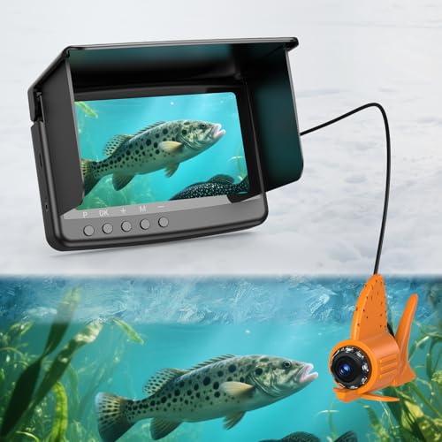 Eyoyo Underwater Fishing Camera 5-Inch: 720P DVR Recording 32GB, 8 IR Night Lights, 10000mAh Battery, 66 FT Cable Portable Fish Finder for Lake, Boat, Ice Fishing Gear