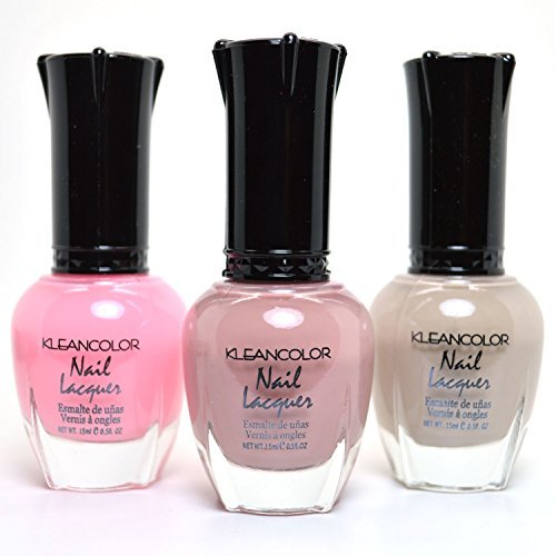 3 Kleancolor Nail Polish Sheer Pastel Pink Cocoa Gray Summer Set Lacquer + FREE EARRING