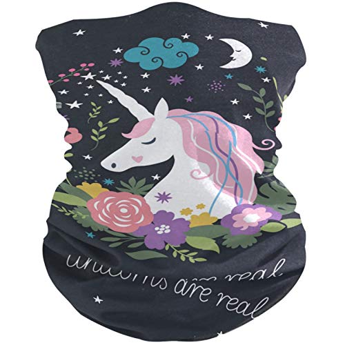 visesunny Seamless Bandana Neck Gaiter Unicorns Are Real Animal Headband Motorcycle Scarf for Women Men