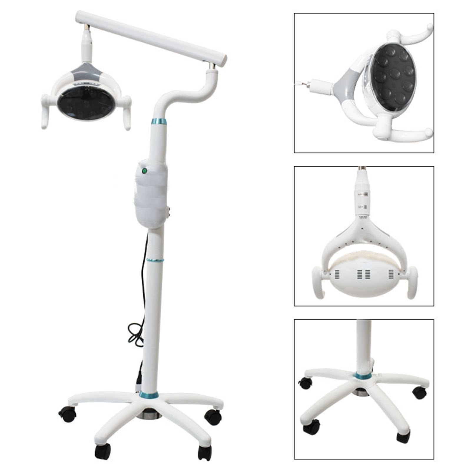 Lampada per Visita Medica Mobile da 30W, Lampada Scialitica Dimmerabile, Lampada per Visita Chirurgica, Apparecchiatura per Terapia Orale da Pavimento, con 9 Lampadine a LED