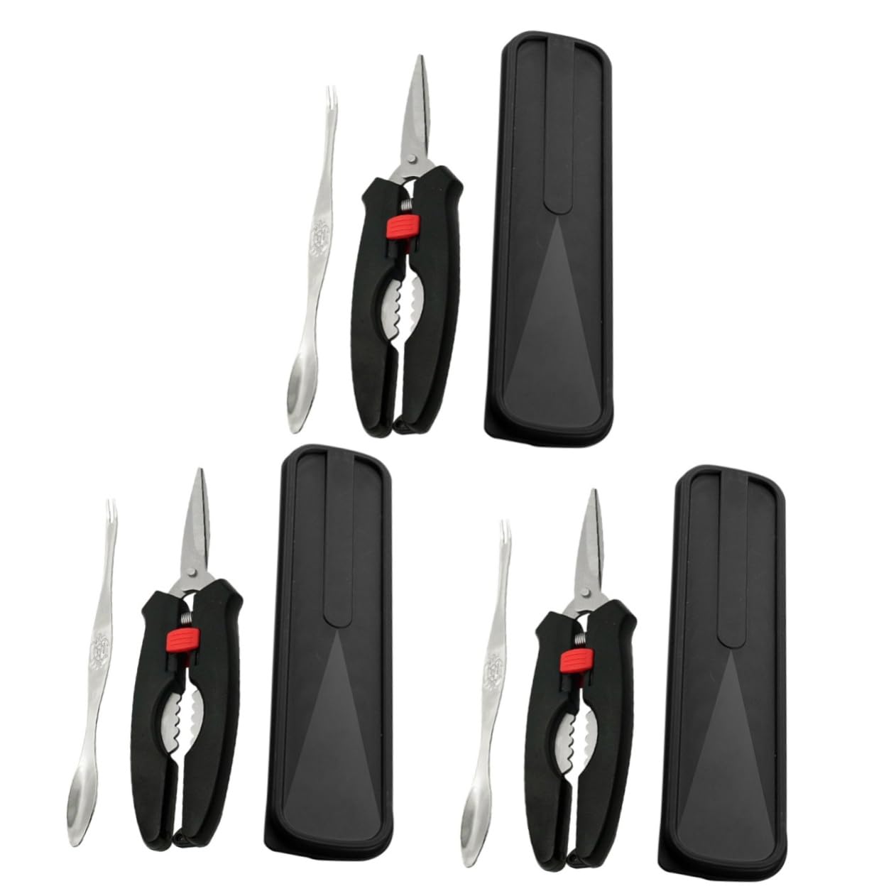 SOLUSTRE 3sets Utensili per Mangiare Granchio Metallo Include Pinze e Forchetta per di Mare con Scatola per Conservazione Strumenti Essenziali per Amanti del Granchio