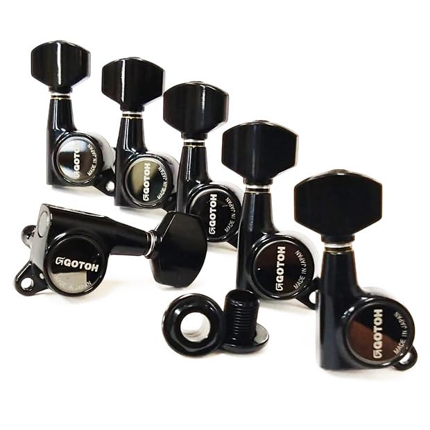 Gibson・GOTOH ・Tokaiのブリッジ・ペグ・ピックアップ等セット販売 Amazon | GOTOH SG381 AB07 B L6 ブラック 片側タイプ ギター ペグ 6個