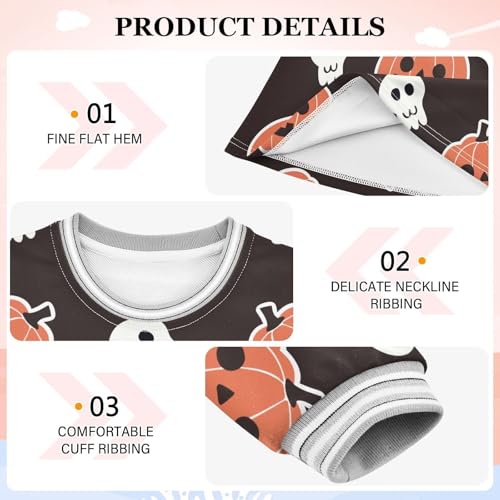 Pumpkin Skeleton Girls Dresses Long Sleeve Sweatshirt Dress for Girls Winter Toddler Casual A Line Dresses Size 2-8T3