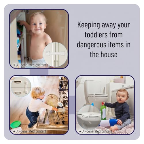 Image of Bates- Child Safety Strap Locks, 16 Pack, White, Baby Cabinet Locks with Adjustable Strap Length