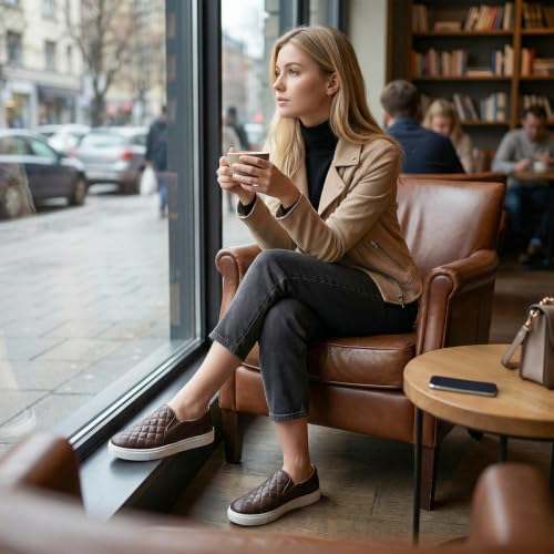 Image of STQ Slip On Shoes for Women Quilted Fashion Sneakers
