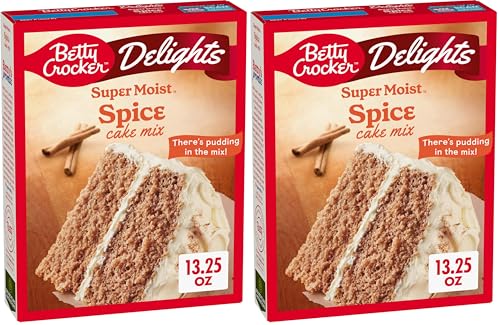 Betty Crocker Delights Super Moist Spice Cake Mix, Holiday Baking, 13.25 oz (Pack of 2)
