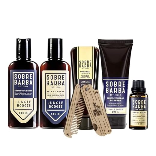 Kit Completo para Barba Sobrebarba Jungle Boogie, Shampoo, Balm, Condicionador, Óleo e Pente para Barba