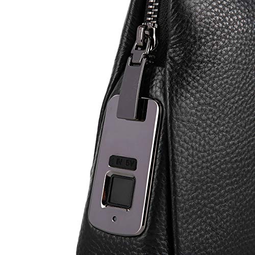 Fipilock FL V1 Men Zipper Leather Wallet Smart Fingerprint Security Handbag Black Long Standby3