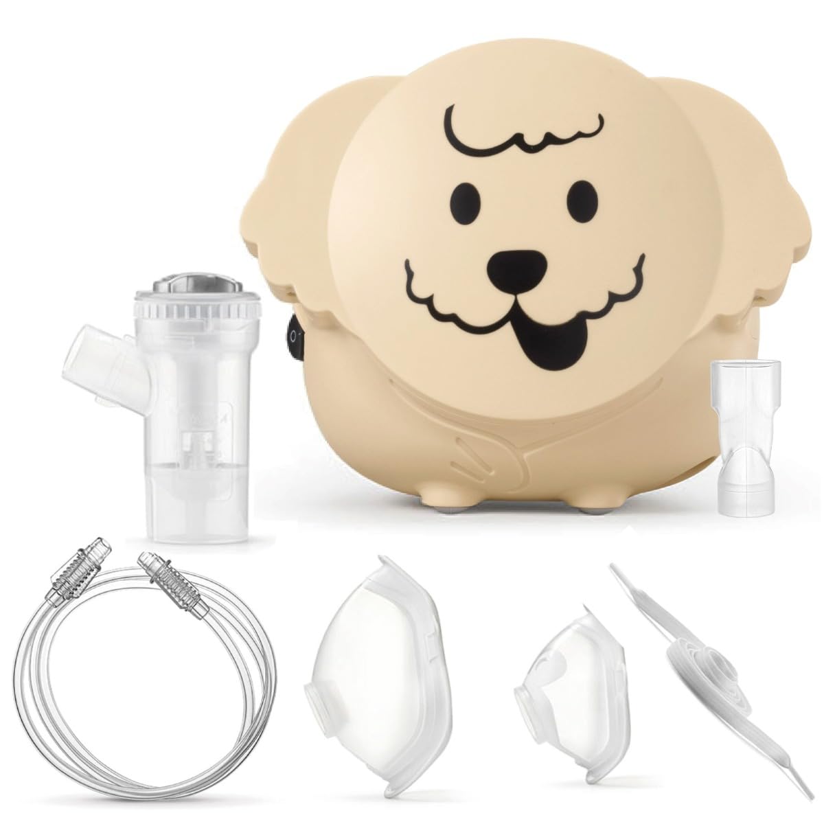 Flaem Puppy Nébuliseur pour enfants et adultes avec ampoule RF8 à double vitesse, masques Soft Touch, filtre à air, fabriqué en Italie