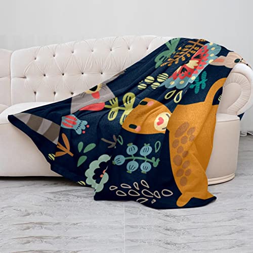 Couverture douce lit et voyage avec imprimé chouette et animaux - 5
