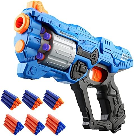 Toy Gun for Nerf Guns Bullet, Foam Blaster with 8-Dart Rotating Magazine, 60 Foam Refill Dart Gun, Outdoor Shooting Game Boy Toys, Birthday/Xmas Gift for for 6-12 Year Old Boys Girls