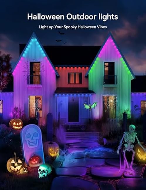 Permanent Outdoor Lights for House -Eaves Lights 50FT with 25 IC+RGBCW LED IP67 Waterproof, Smart Outside LED Christmas Light with App/Remote, Eternity Lighting for Holiday/Daily