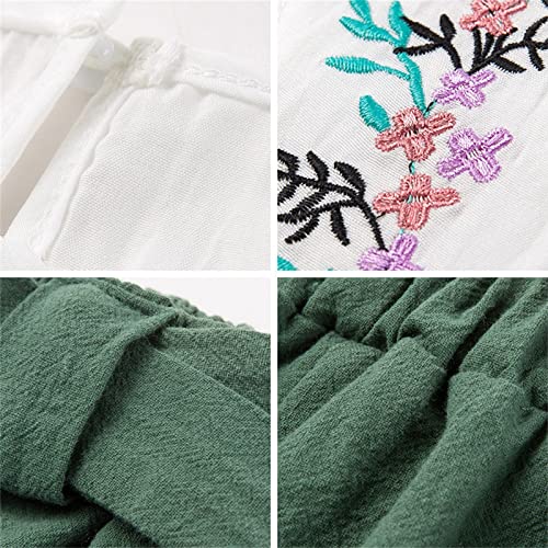 BILIKEYU Little Girls Summer Clothes Prints Ruffle Short Sleeve Shirts and Tie Waisted Baggy Wide Leg Shorts 22