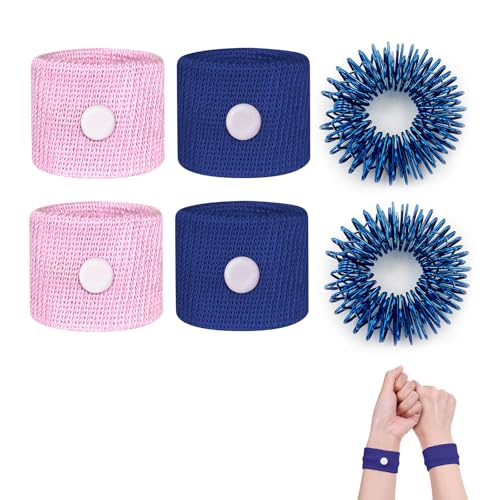 Pulseras Antimareo Niños y Adulto, Pulsera Acupresion Anti Nauseas, Bandas de Alivio para el Mareo, Pulseras de Mareo de Movimiento, para Viajar en Barco Coche Avión y Embarazo, Sin Efectos Secundario