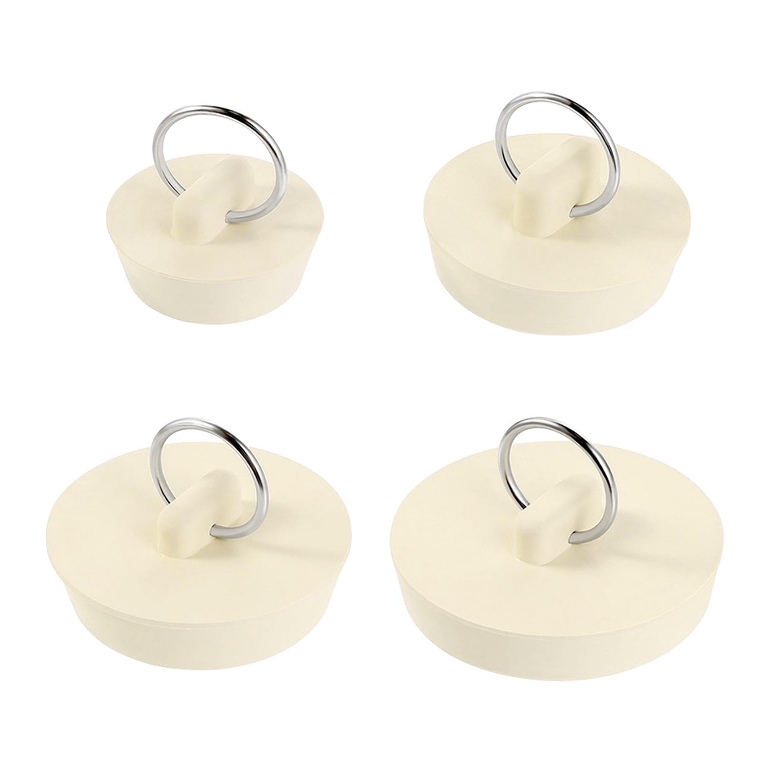 4 Pcs Rubber Sink Plug Set, Universal Bath Plug Replacement for Kitchen and Bathroom (4 Sizes)