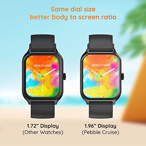 Image of Pebble Cruise 1.96 inch Infinite Display, 320 * 386 High-Resolution BT Calling Smartwatch, Rotating Crown, AI Health Sensors & Voice Assistant, 125+Sports Mode, 100+Watch Faces - Jet Black