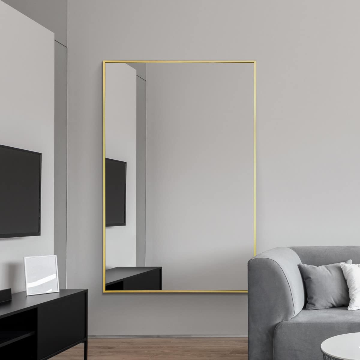 Mirroroutlet 120 X 80Cm The Artus - Gold Modern Aluminium Edged Wall Mirror 47" X 31" (120Cm X 80Cm) Silver Mirror Glass