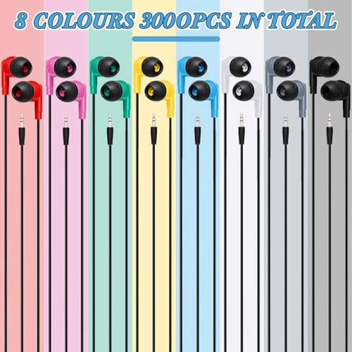 Image of Kigeli 300 Packs Wired Earbuds Bulk, Pure Black