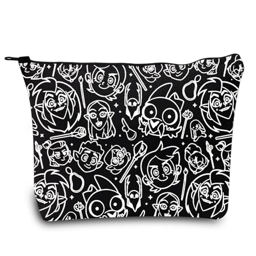 LEVLO Owlbert & Hooty Cosmetic Make Up Bag Luz & Eda & King Fans Gift Owl Movie Makeup Zipper Pouch Bag for Movie Fans Luz Owl Makeup Bag