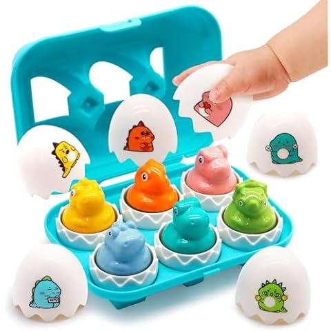 MOONTOY Toddler Dinosaur Eggs Toys for 1 2 3 Year Old Boy Girl Gift Shape Sorter for Toddlers 1-3 Matching Eggs Baby Puzzle 6-12 12-18 Months Educational Color Sorting Sensory Play Montessori Learning Cover